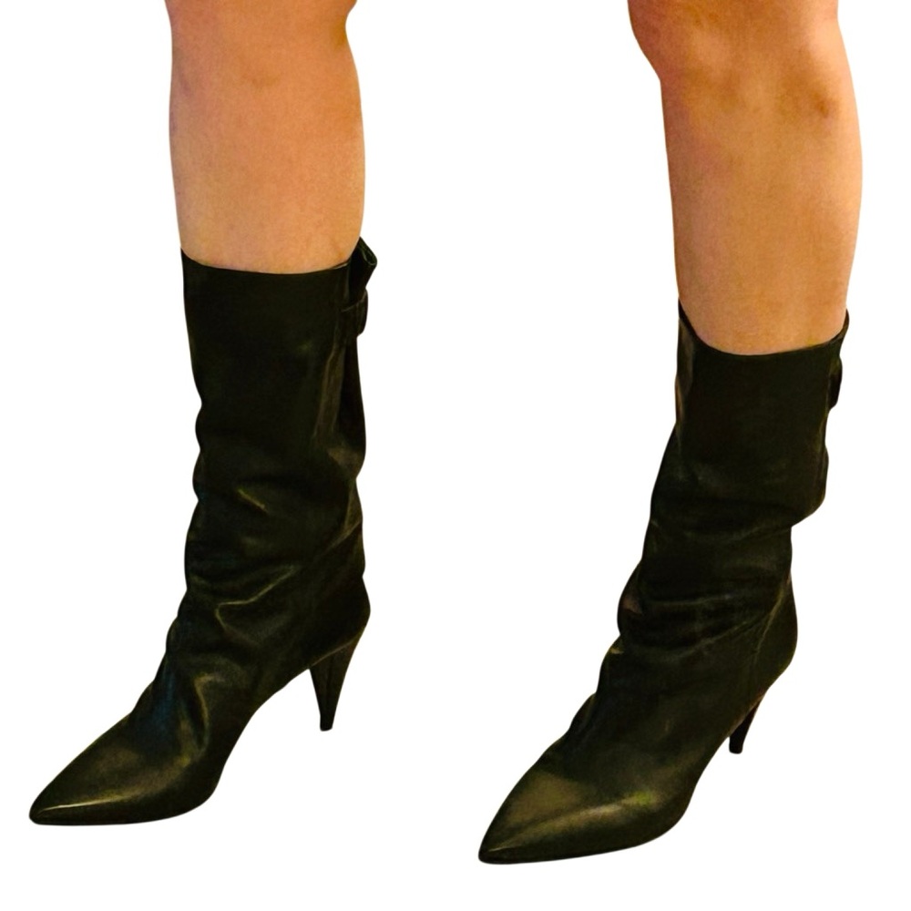 Vince Camuto Sleek Black Leather Heeled Boots - Picture 6 of 11